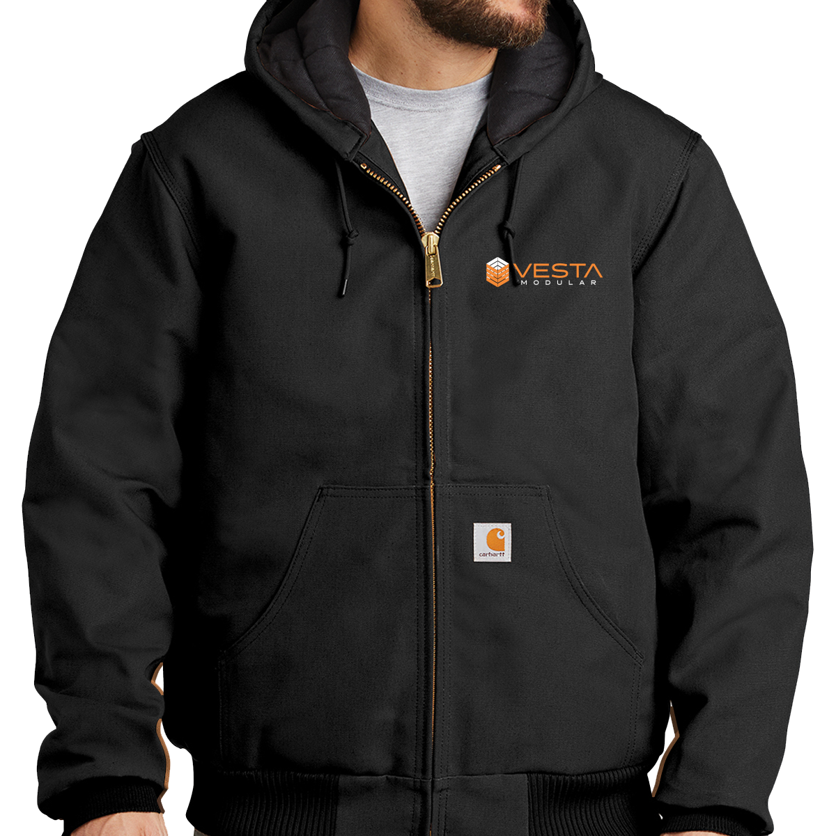 Carhartt Men's Black Quilted-Flannel-Lined Duck Active Jacket